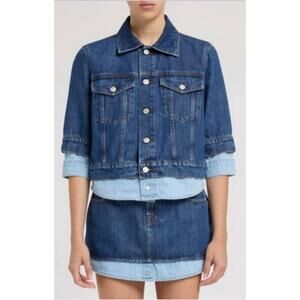 NEW 7 FOR ALL MANKIND double layer trucker jacket in shadow